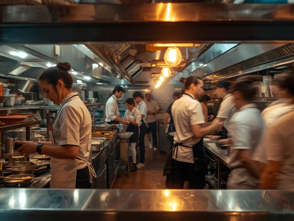 medewerkers van een restaurant in het werk (diverse mensen)